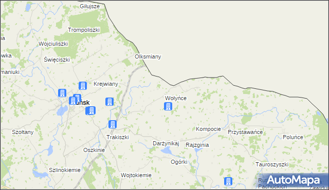 mapa Wołyńce gmina Puńsk, Wołyńce gmina Puńsk na mapie Targeo