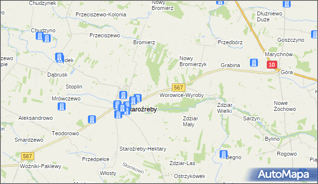 mapa Worowice-Wyroby, Worowice-Wyroby na mapie Targeo