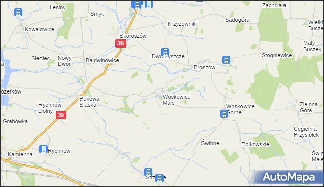 mapa Woskowice Małe, Woskowice Małe na mapie Targeo