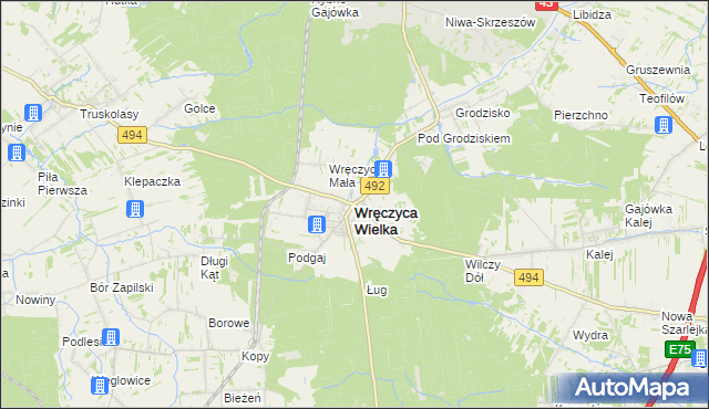 mapa Wręczyca Wielka, Wręczyca Wielka na mapie Targeo