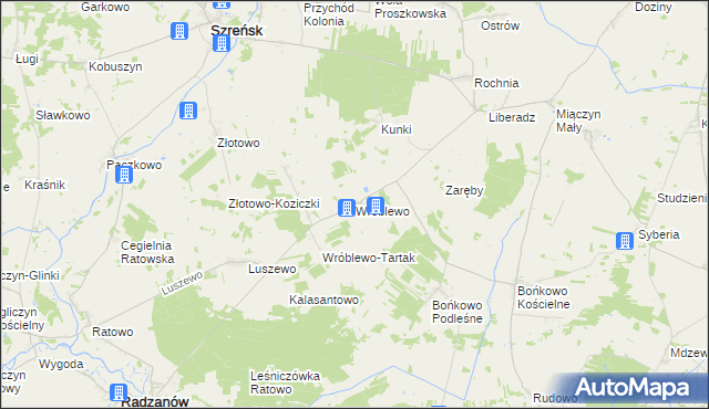 mapa Wróblewo gmina Radzanów, Wróblewo gmina Radzanów na mapie Targeo