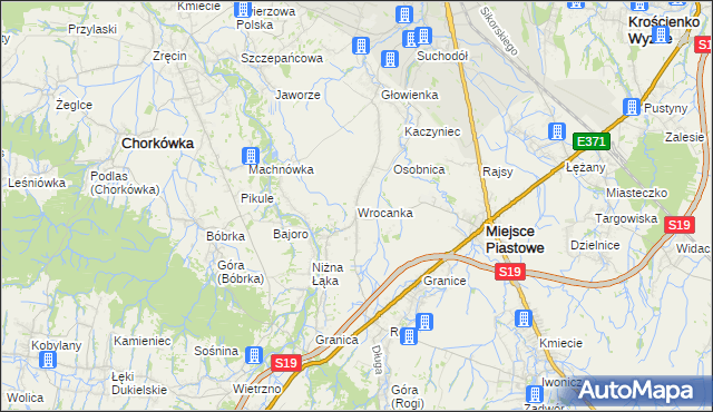 mapa Wrocanka gmina Miejsce Piastowe, Wrocanka gmina Miejsce Piastowe na mapie Targeo