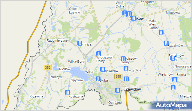 mapa Wrociszów Dolny, Wrociszów Dolny na mapie Targeo