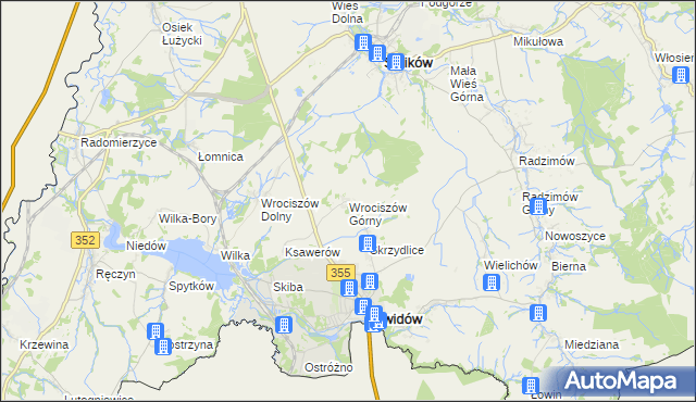 mapa Wrociszów Górny, Wrociszów Górny na mapie Targeo