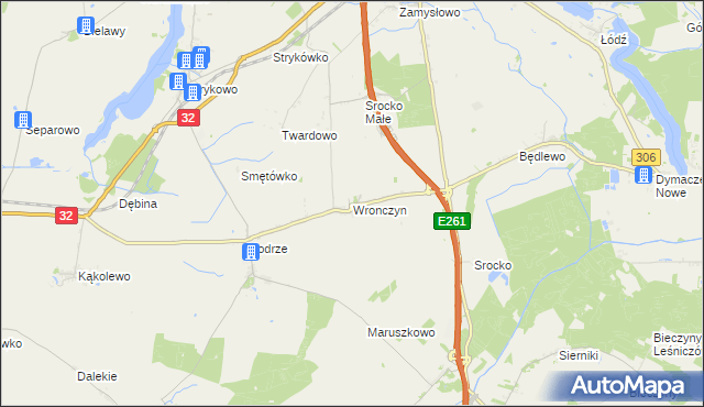 mapa Wronczyn gmina Stęszew, Wronczyn gmina Stęszew na mapie Targeo