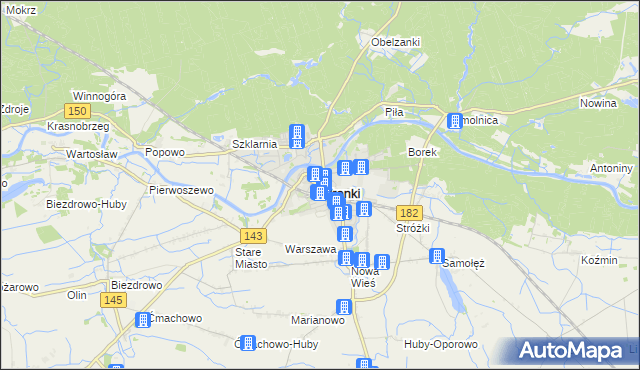 mapa Wronki powiat szamotulski, Wronki powiat szamotulski na mapie Targeo