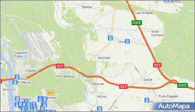 mapa Wronów gmina Końskowola, Wronów gmina Końskowola na mapie Targeo