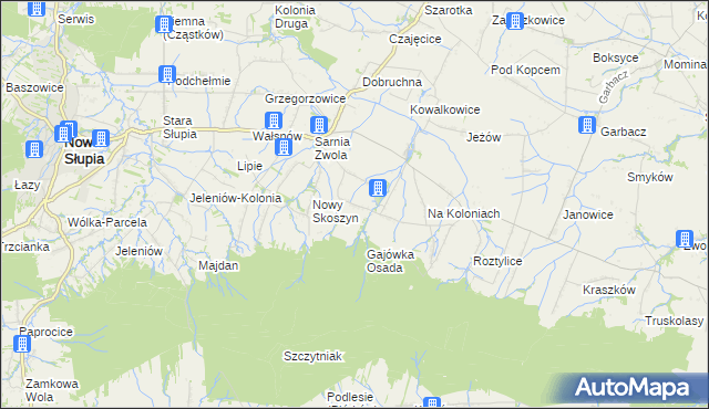 mapa Wronów gmina Waśniów, Wronów gmina Waśniów na mapie Targeo