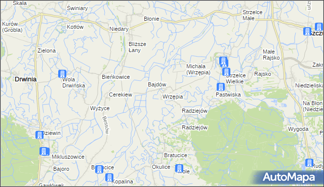 mapa Wrzępia, Wrzępia na mapie Targeo