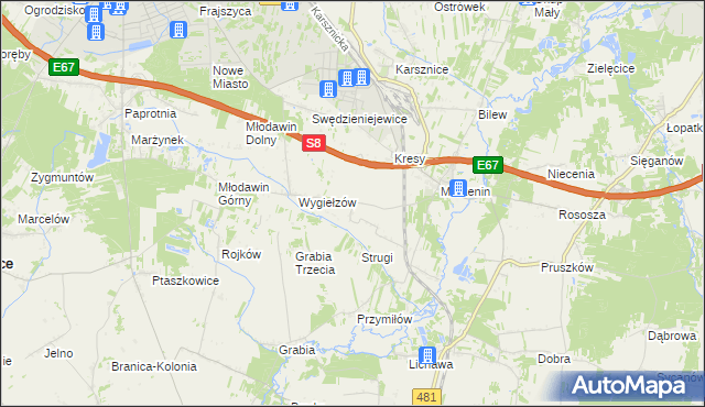 mapa Wrzesiny gmina Sędziejowice, Wrzesiny gmina Sędziejowice na mapie Targeo