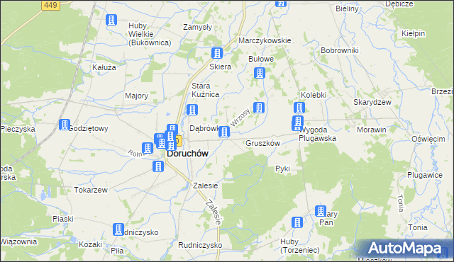 mapa Wrzosy gmina Doruchów, Wrzosy gmina Doruchów na mapie Targeo