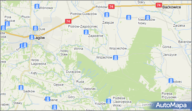 mapa Wszachów, Wszachów na mapie Targeo