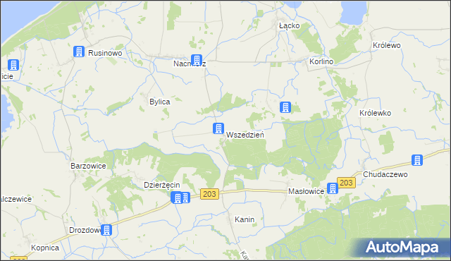 mapa Wszedzień gmina Postomino, Wszedzień gmina Postomino na mapie Targeo