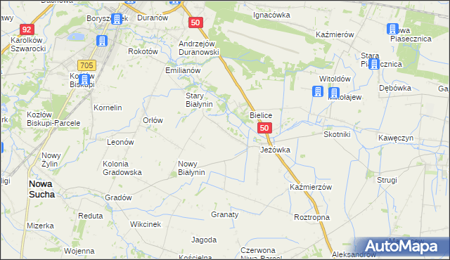 mapa Wyczółki gmina Sochaczew, Wyczółki gmina Sochaczew na mapie Targeo