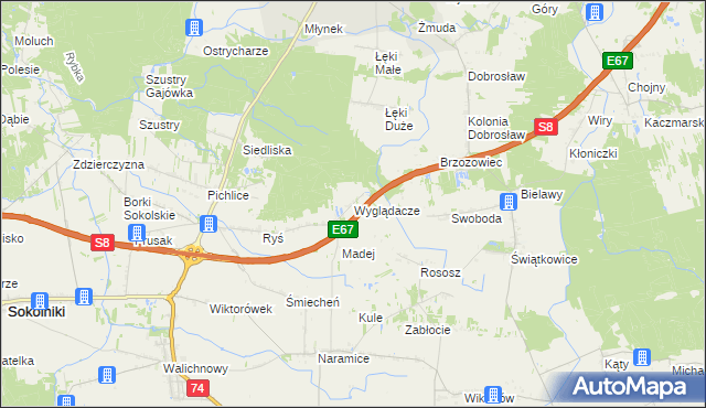 mapa Wyglądacze, Wyglądacze na mapie Targeo
