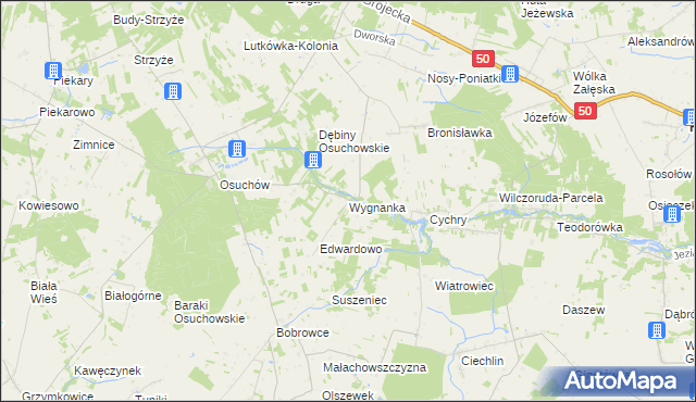 mapa Wygnanka gmina Mszczonów, Wygnanka gmina Mszczonów na mapie Targeo