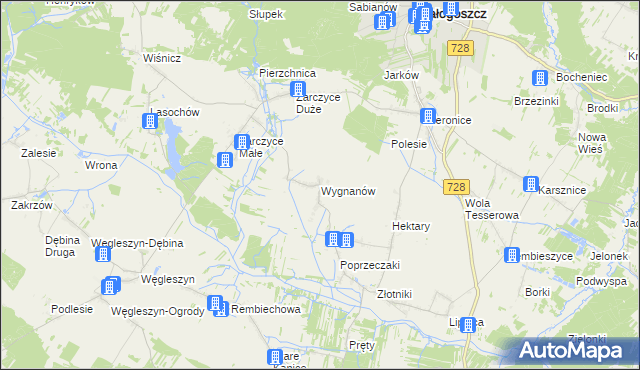 mapa Wygnanów gmina Małogoszcz, Wygnanów gmina Małogoszcz na mapie Targeo