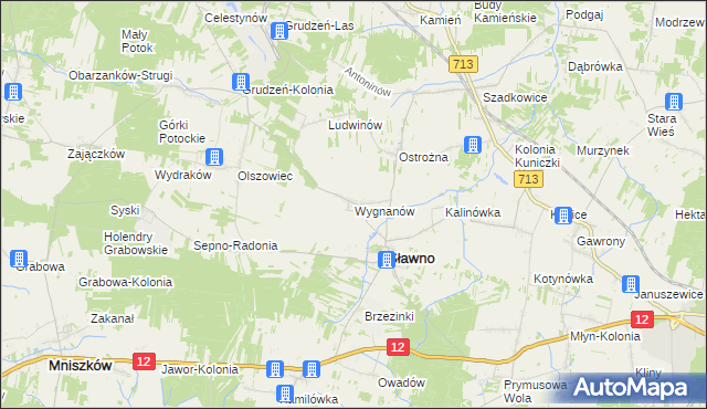 mapa Wygnanów gmina Sławno, Wygnanów gmina Sławno na mapie Targeo