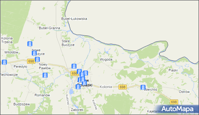 mapa Wygoda gmina Janów Podlaski, Wygoda gmina Janów Podlaski na mapie Targeo