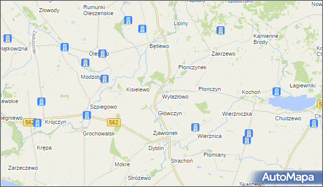 mapa Wylazłowo gmina Wielgie, Wylazłowo gmina Wielgie na mapie Targeo