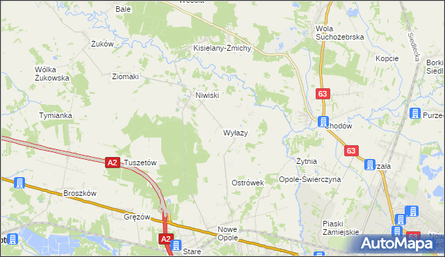 mapa Wyłazy, Wyłazy na mapie Targeo