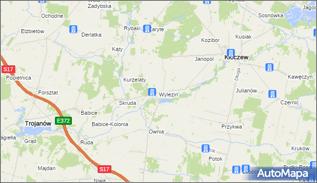 mapa Wylezin gmina Kłoczew, Wylezin gmina Kłoczew na mapie Targeo