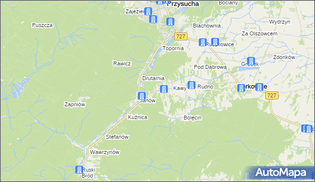 mapa Wymysłów gmina Borkowice, Wymysłów gmina Borkowice na mapie Targeo
