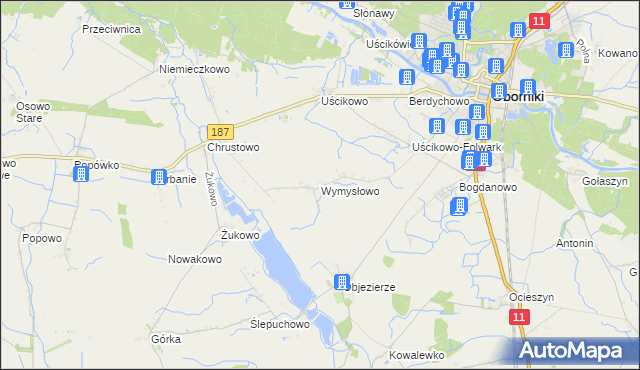 mapa Wymysłowo gmina Oborniki, Wymysłowo gmina Oborniki na mapie Targeo