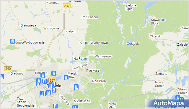 mapa Wymysłowo gmina Tuchola, Wymysłowo gmina Tuchola na mapie Targeo