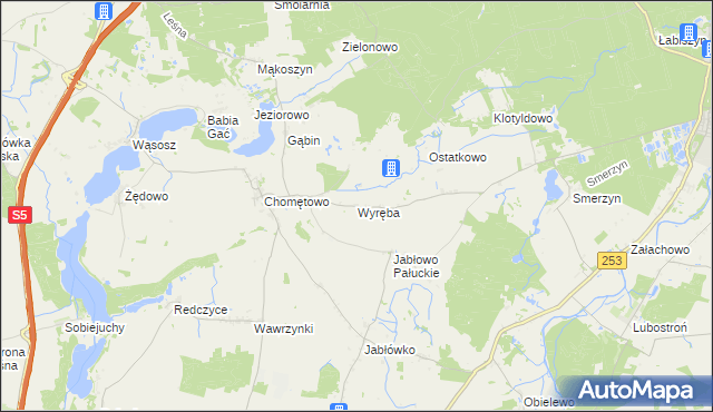 mapa Wyręba gmina Łabiszyn, Wyręba gmina Łabiszyn na mapie Targeo