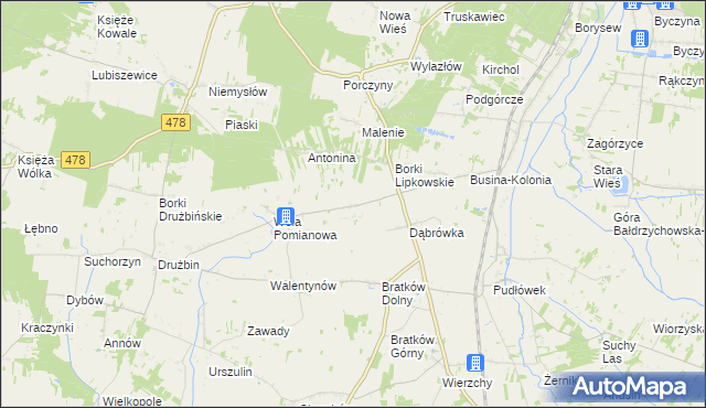 mapa Wyrębów gmina Zadzim, Wyrębów gmina Zadzim na mapie Targeo