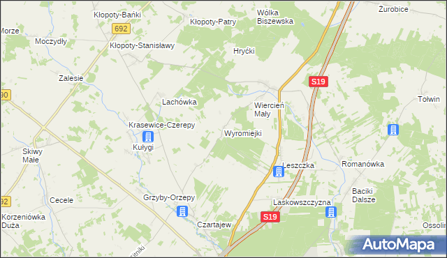 mapa Wyromiejki, Wyromiejki na mapie Targeo