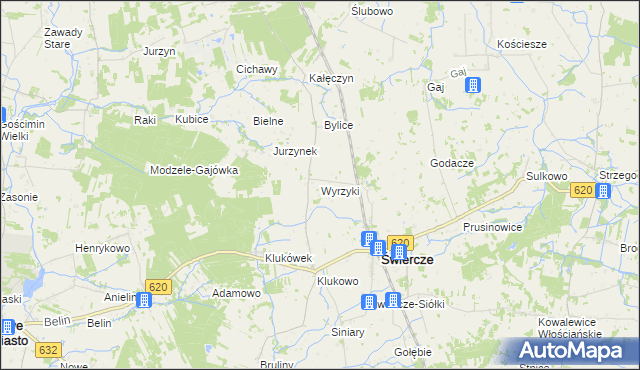 mapa Wyrzyki gmina Świercze, Wyrzyki gmina Świercze na mapie Targeo