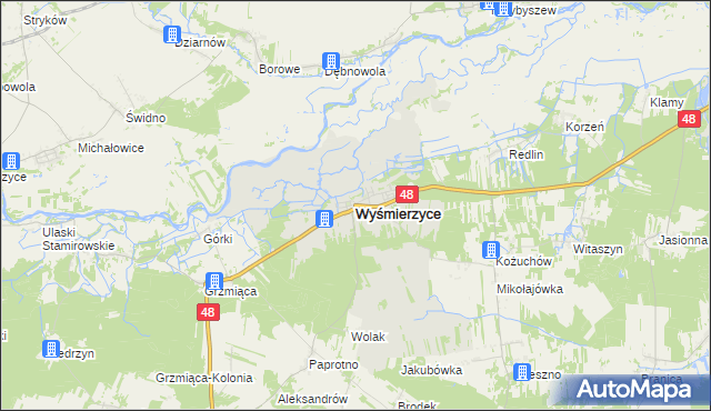 mapa Wyśmierzyce, Wyśmierzyce na mapie Targeo
