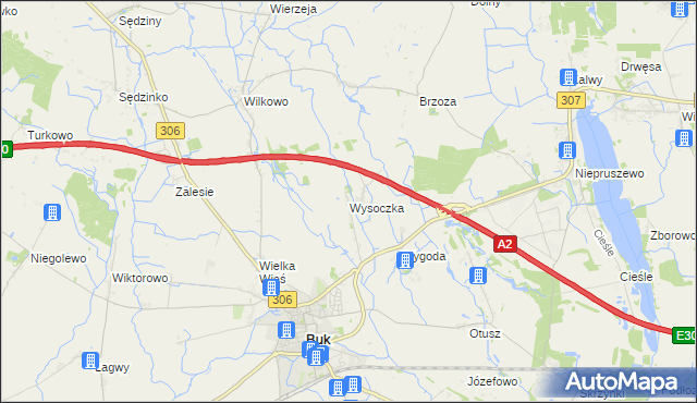 mapa Wysoczka gmina Buk, Wysoczka gmina Buk na mapie Targeo