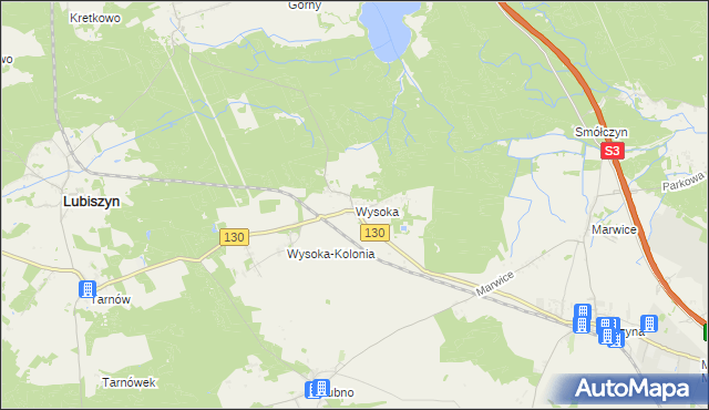 mapa Wysoka gmina Lubiszyn, Wysoka gmina Lubiszyn na mapie Targeo