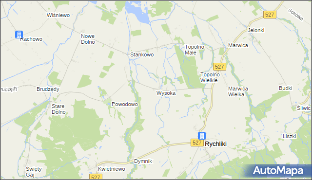 mapa Wysoka gmina Rychliki, Wysoka gmina Rychliki na mapie Targeo