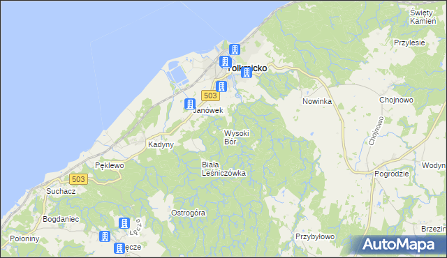 mapa Wysoki Bór, Wysoki Bór na mapie Targeo