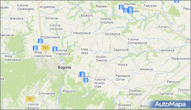 mapa Wysoki Średnie, Wysoki Średnie na mapie Targeo