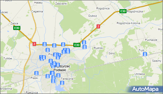 mapa Wysokie gmina Międzyrzec Podlaski, Wysokie gmina Międzyrzec Podlaski na mapie Targeo