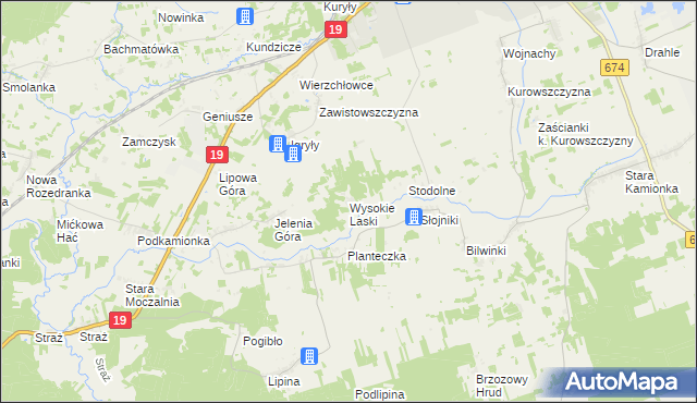 mapa Wysokie Laski, Wysokie Laski na mapie Targeo