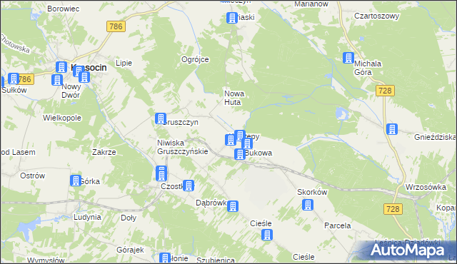 mapa Występy, Występy na mapie Targeo