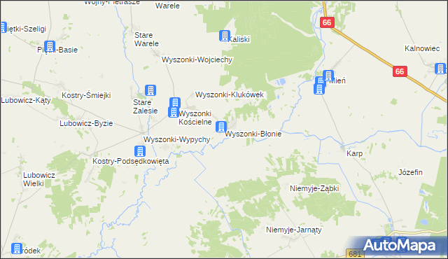 mapa Wyszonki-Błonie, Wyszonki-Błonie na mapie Targeo