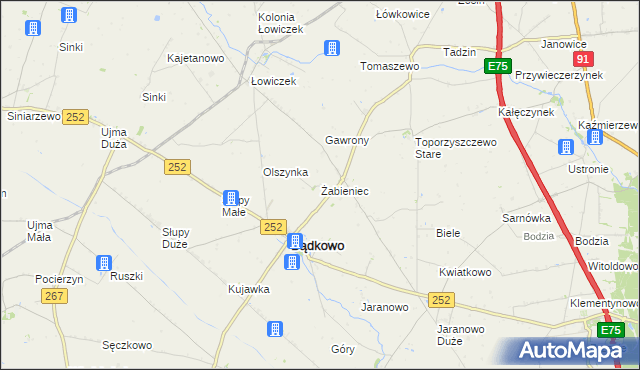 mapa Żabieniec gmina Bądkowo, Żabieniec gmina Bądkowo na mapie Targeo