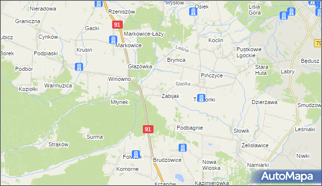 mapa Zabijak gmina Koziegłowy, Zabijak gmina Koziegłowy na mapie Targeo