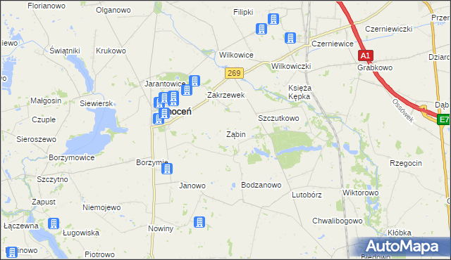 mapa Ząbin, Ząbin na mapie Targeo