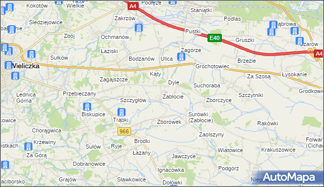 mapa Zabłocie gmina Biskupice, Zabłocie gmina Biskupice na mapie Targeo