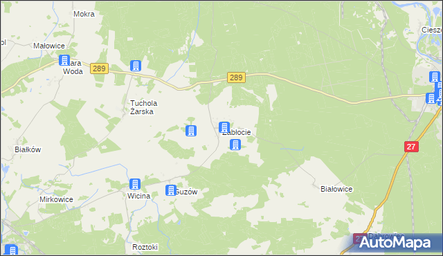 mapa Zabłocie gmina Jasień, Zabłocie gmina Jasień na mapie Targeo