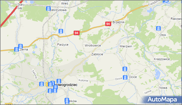mapa Zabłocie gmina Nowogrodziec, Zabłocie gmina Nowogrodziec na mapie Targeo