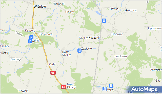 mapa Zabłocie gmina Wiśniew, Zabłocie gmina Wiśniew na mapie Targeo
